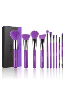 Набір пензлів для макіяжу Makeup Brushes Set N1002 Neon Purple за ціною 1000₴  у категорії Пензлі для макіяжу