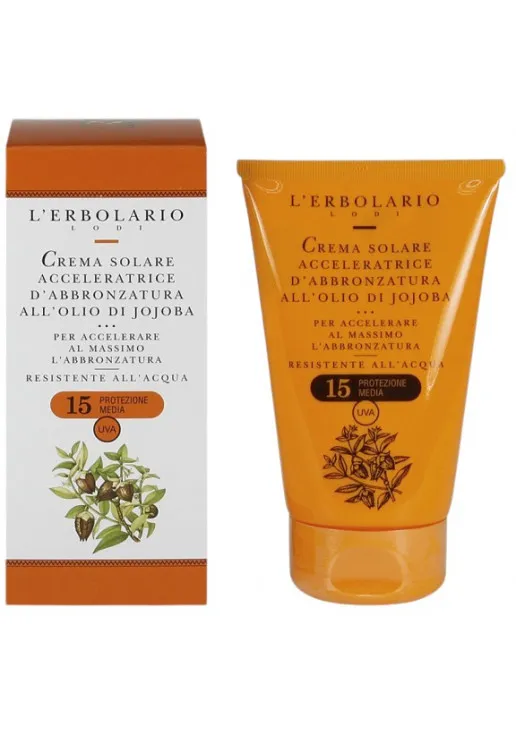 Крем для швидкої засмаги з олією жожоба Crema Solare Acceleratrice D`Abbronzatura All`Olio Di Jojoba SPF 15 - фото 1