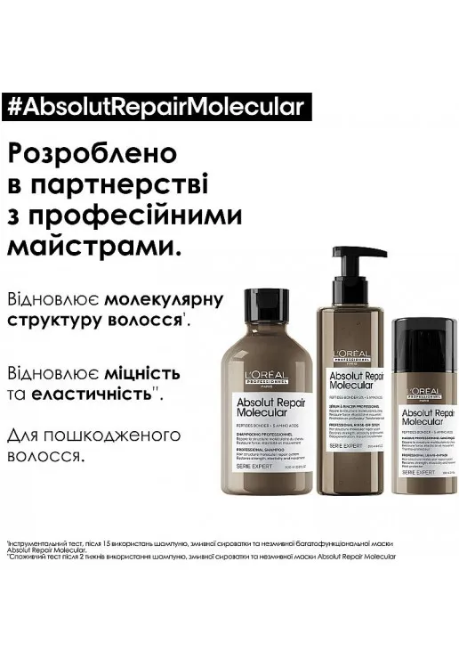 Шампунь для молекулярного відновлення структури пошкодженого волосся Absolut Repair Molecular Shampoo - фото 3