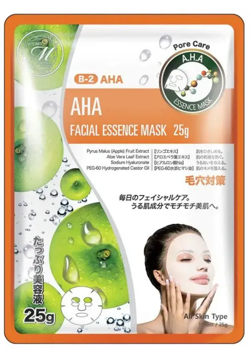 Mitomo  512 тканинна маска з AHA-кислотами - фото 1