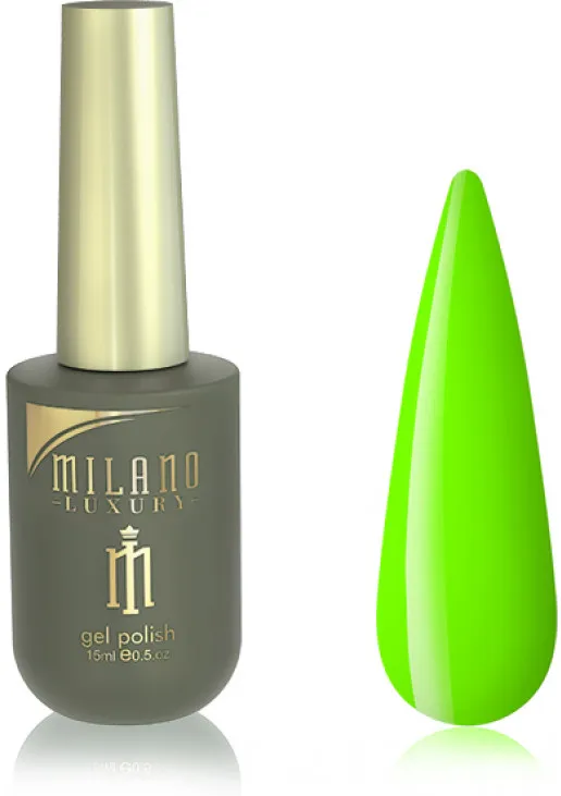 Гель-лак для нігтів електрик лайм Milano Luxury №067, 15 ml - фото 1