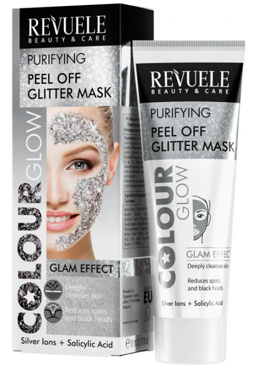 Срібна очищуюча пілінг-маска з блискітками Color Glow Silver Peeling Mask - фото 1