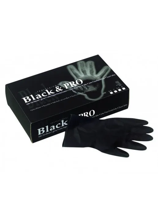 Перчатки латексные черные М - фото 1