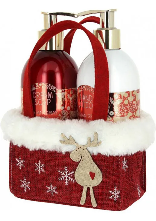 Набір для догляду за шкірою рук Set Red Christmas Cream Soap + Hand Lotion - фото 1